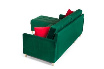 Fun Möbel Ecksofa Ecksofa Schlafsofa MOLDE mit Ottomane in Stoff, mit Schlaffunktion, inkl. 2 Zierkissen