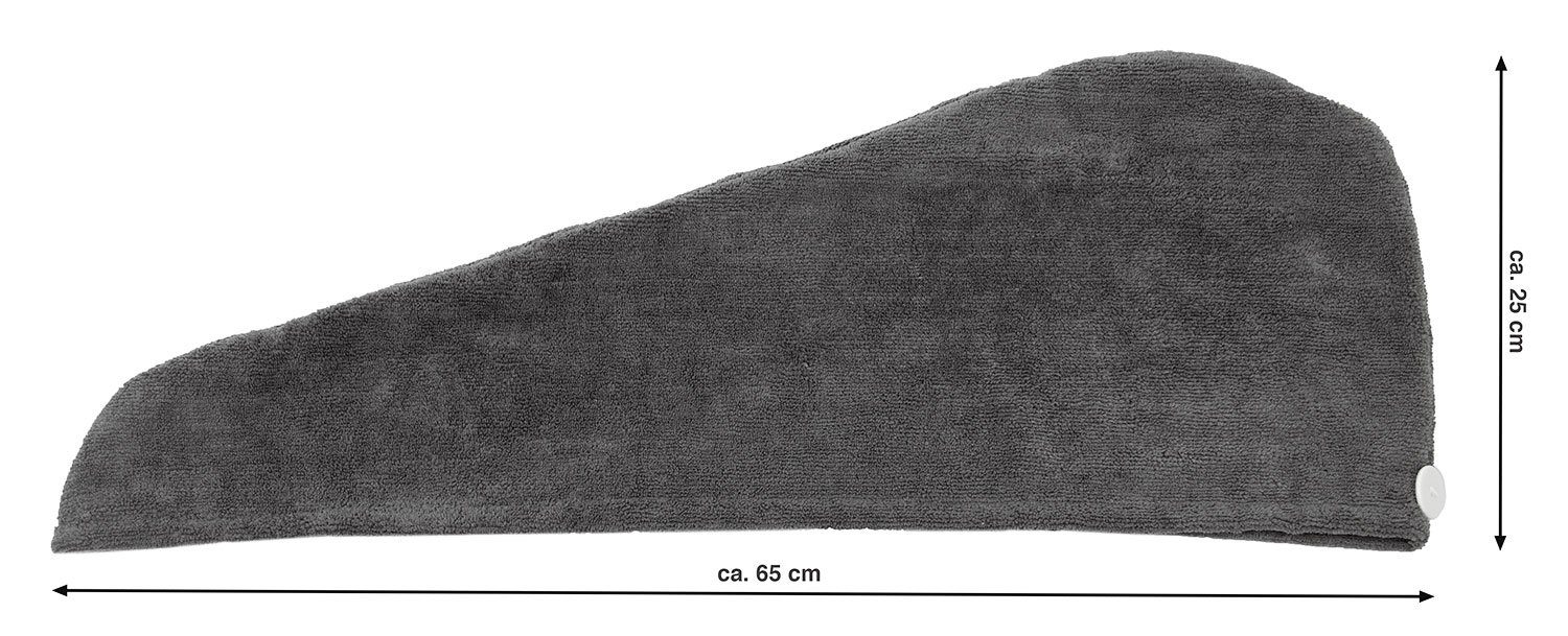 65 Turban-Handtuch, ZOLLNER 25 Mikrofaser mit 20% Polyamid, Knopfverschluss x (2-St), cm, Polyester, 80%