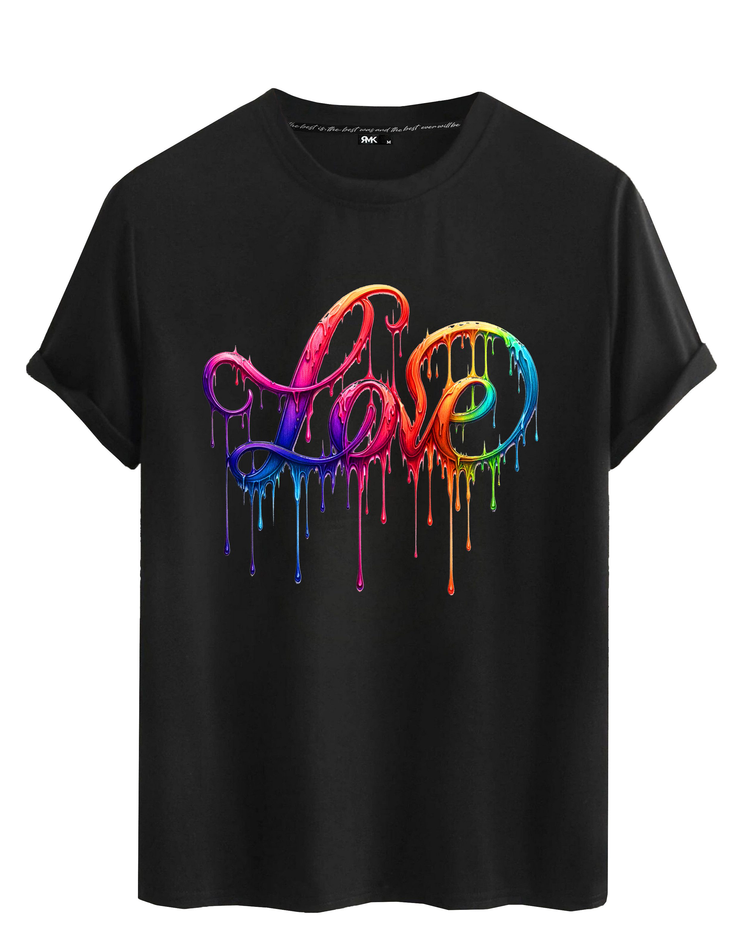 RMK T-Shirt Herren Shirt kurzarm Rundhals Basic Liebe mit "Love" Print aus günstig online kaufen
