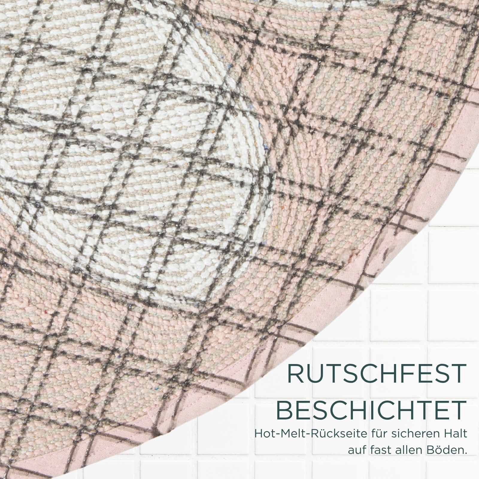 Homescapes Badematte Badematte Blume rund 60 cm - Badteppich rosa, 100 % Baumwolle, Höhe 10 mm, 60 cm – Bild 4 von 5