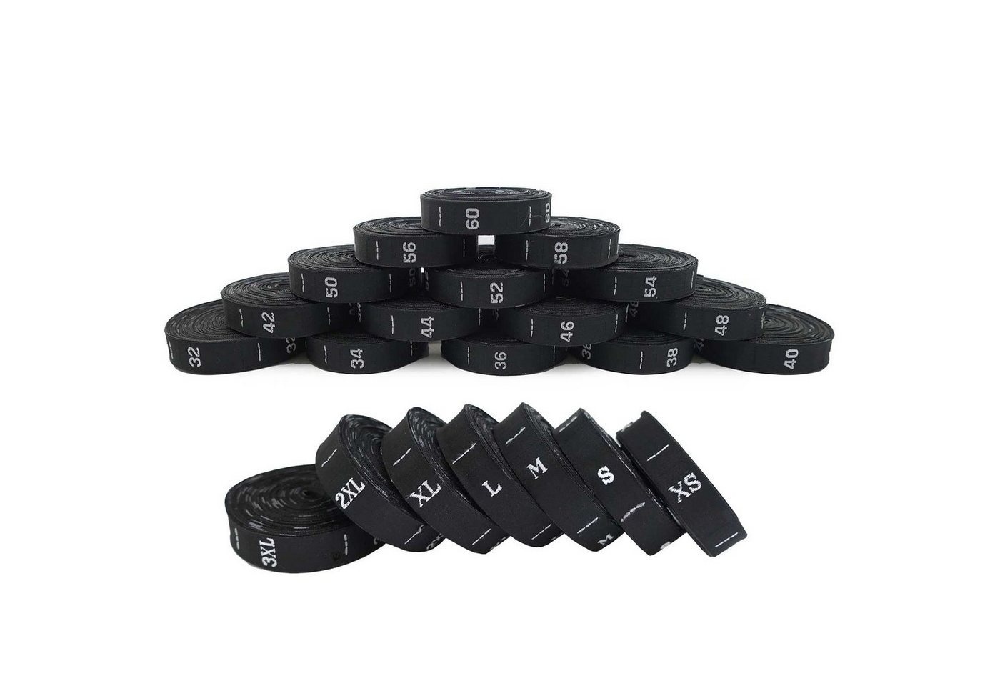 Thumbnail - maDDma Aufnäher 300 Größen-Etiketten Labels 40 x 10 mm Variantenwahl, 100 % Polyester, schwarz