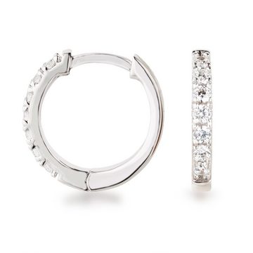 Schöner-SD Klappcreolen 15mm Creolen Ohrringe mit Zirkonia (inkl. Etui), 925 Silber Rhodium