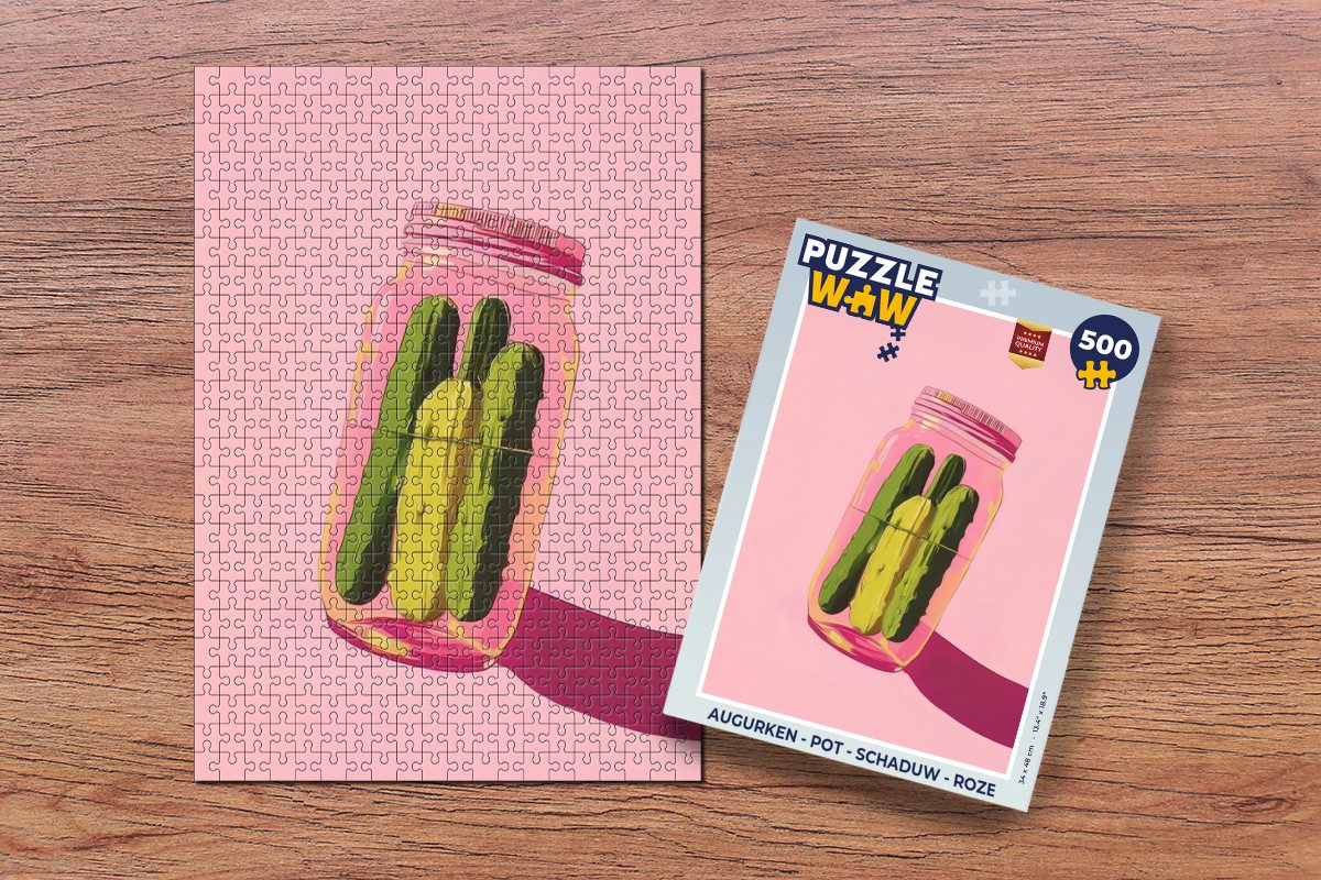MuchoWow Puzzle Gewürzgurken - Topf - Farbton - Rosa, 500 Puzzleteile, Foto-Puzzle, Bilderrätsel, Puzzlespiele, Spielzeug