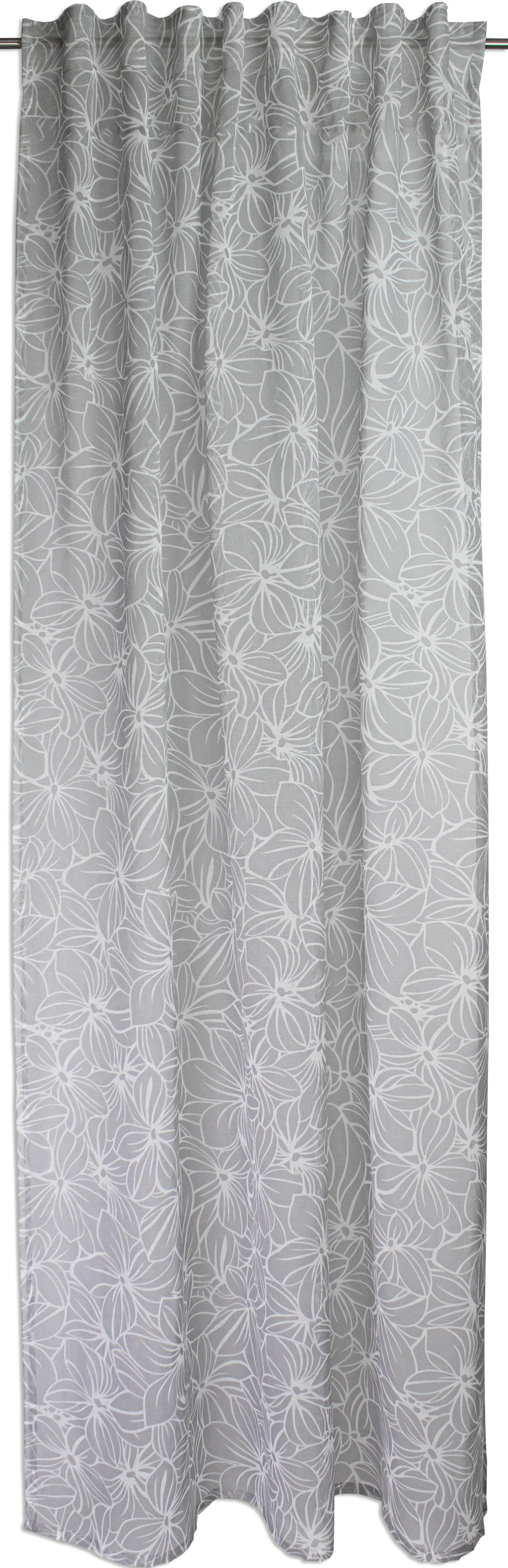 EXPERIENCE Vorhang Schlaufenschal verdeckte Schlaufe Seitenschal Schlaufenvorhang 2559 Grau Weiß 140x245 cm, Multifunktionsband