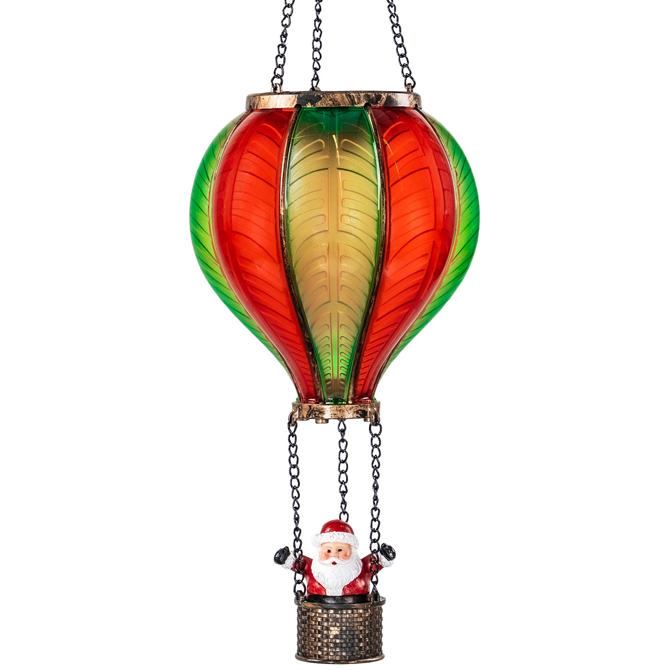 IC Gardenworld LED Solarleuchte LED Solar Heißluftballon mit Flammeneffekt Beleuchtung zum Aufhängen, LED fest integriert, warm-weiß mit Flammeneffekt