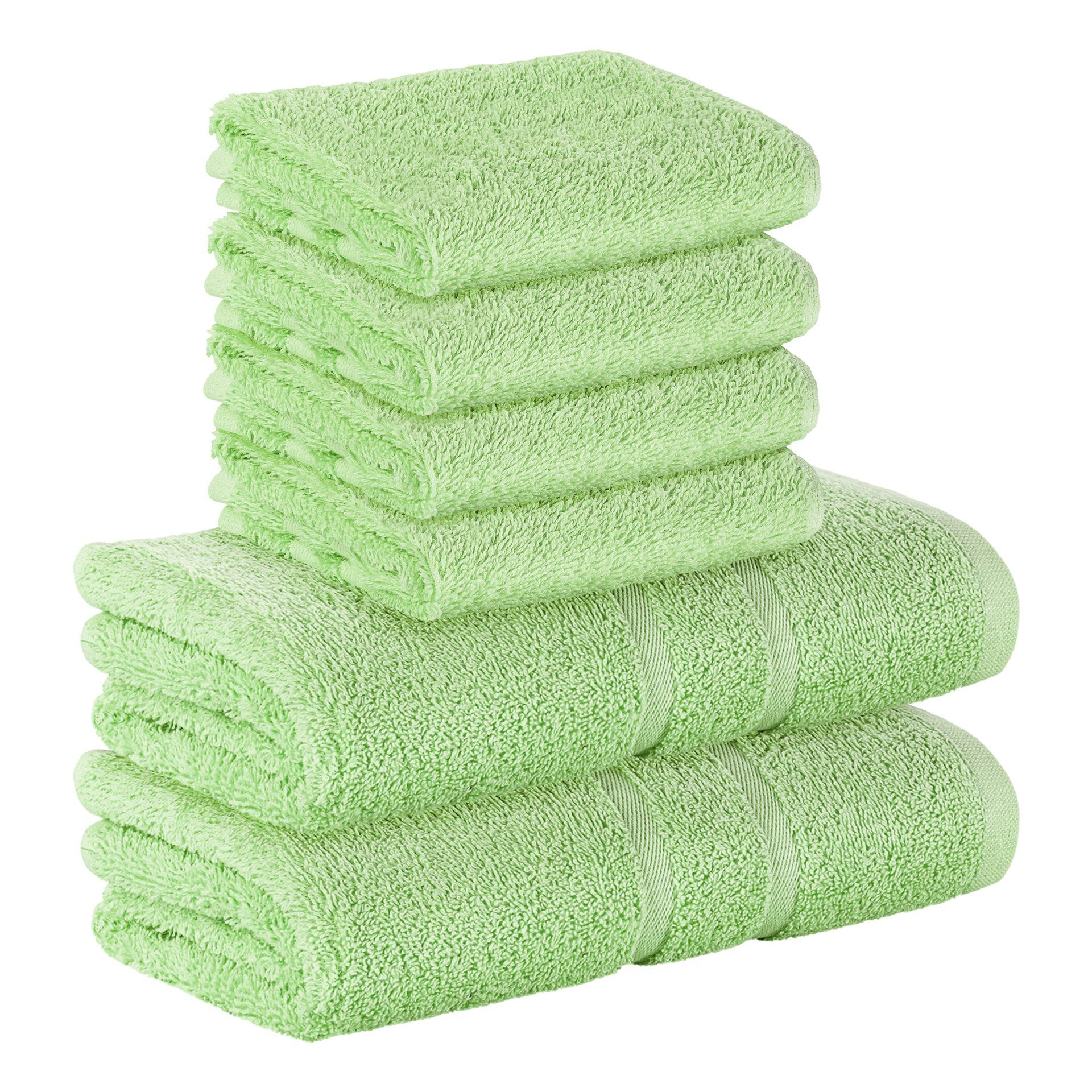 StickandShine Handtuch Set 4x Gästehandtuch 2x Handtücher als SET in verschiedenen Farben (6 Teilig) 100% Baumwolle 500 GSM Frottee 6er Handtuch Pack, (Sparset), 100% Baumwolle 500 GSM Hellgrün