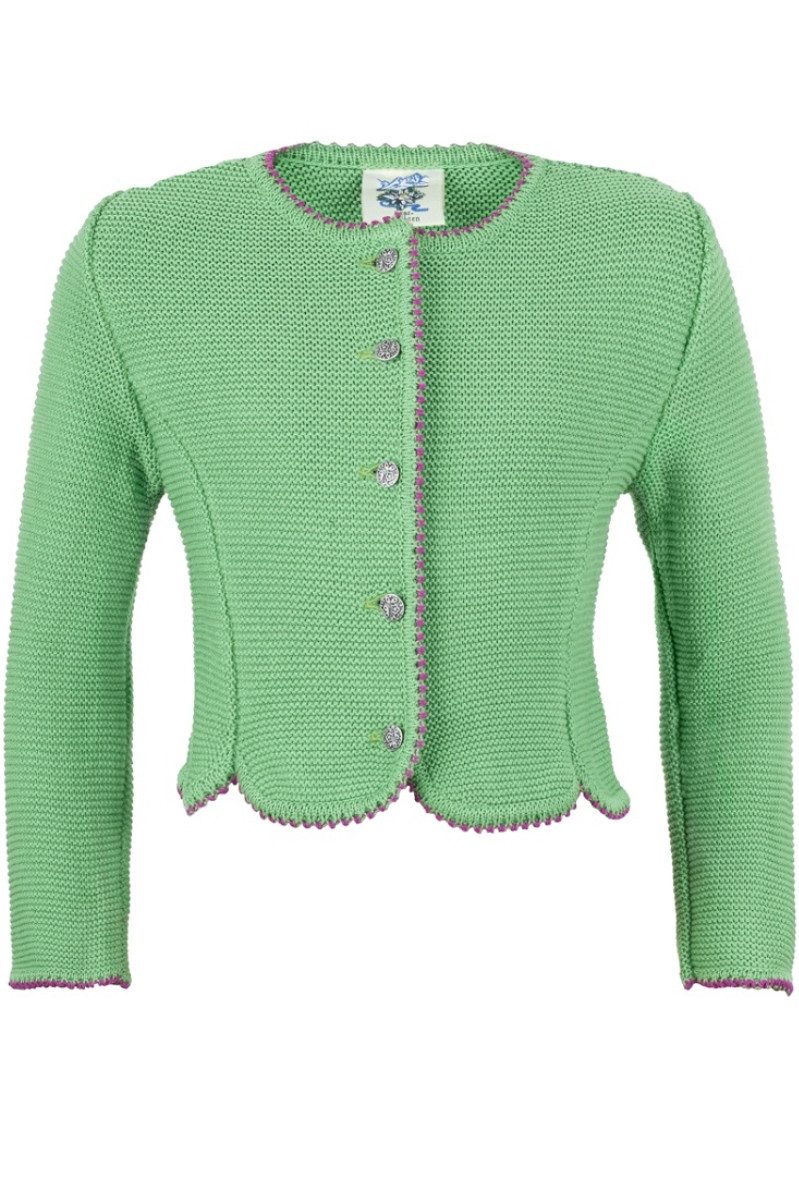 Isar-Trachten Trachtenjacke Strickjacke Kinder - ELEGANTINE - himbeer, kiwi