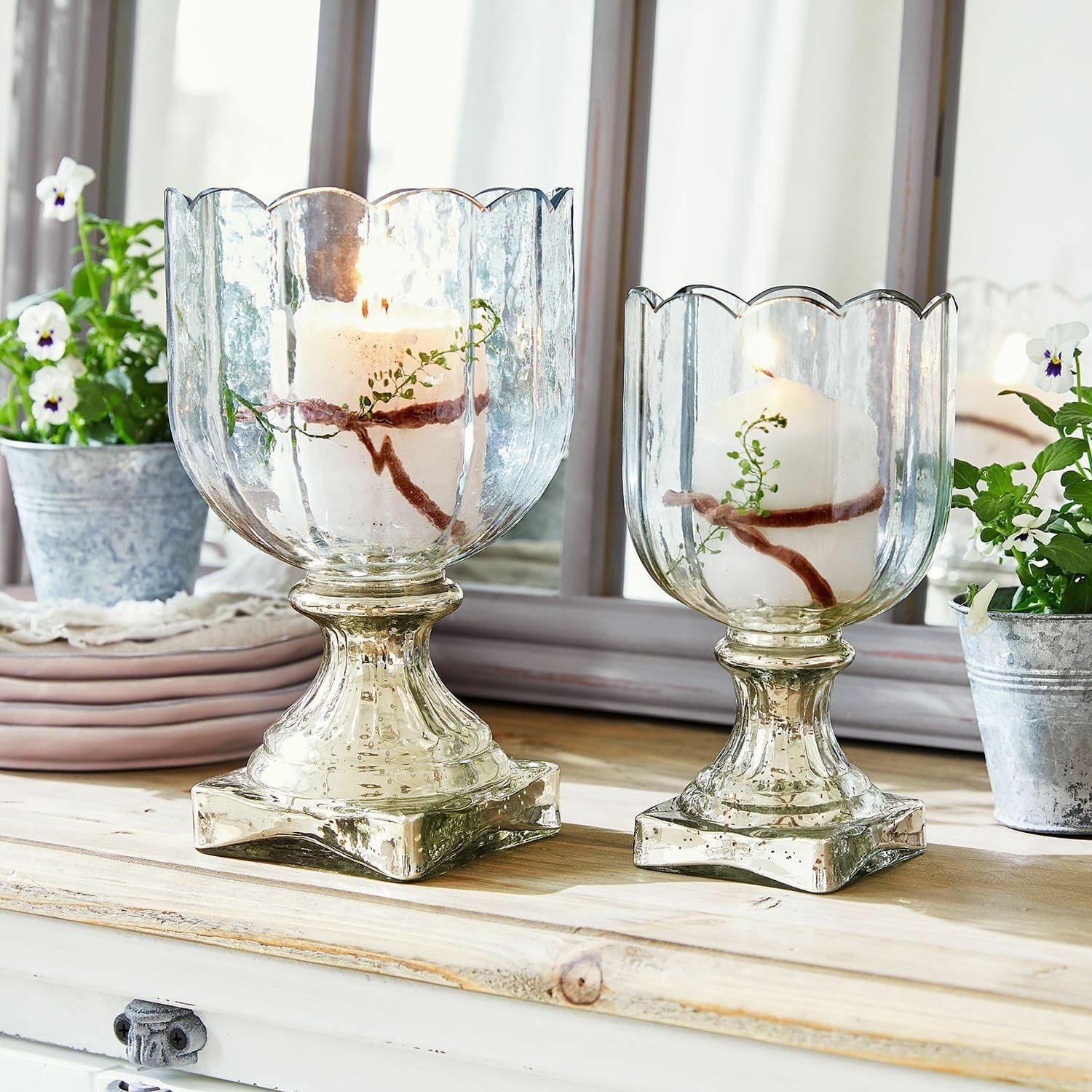 Mirabeau Windlicht Windlicht 2er Set Jovique klar/silber (2er Set, 2er Set)