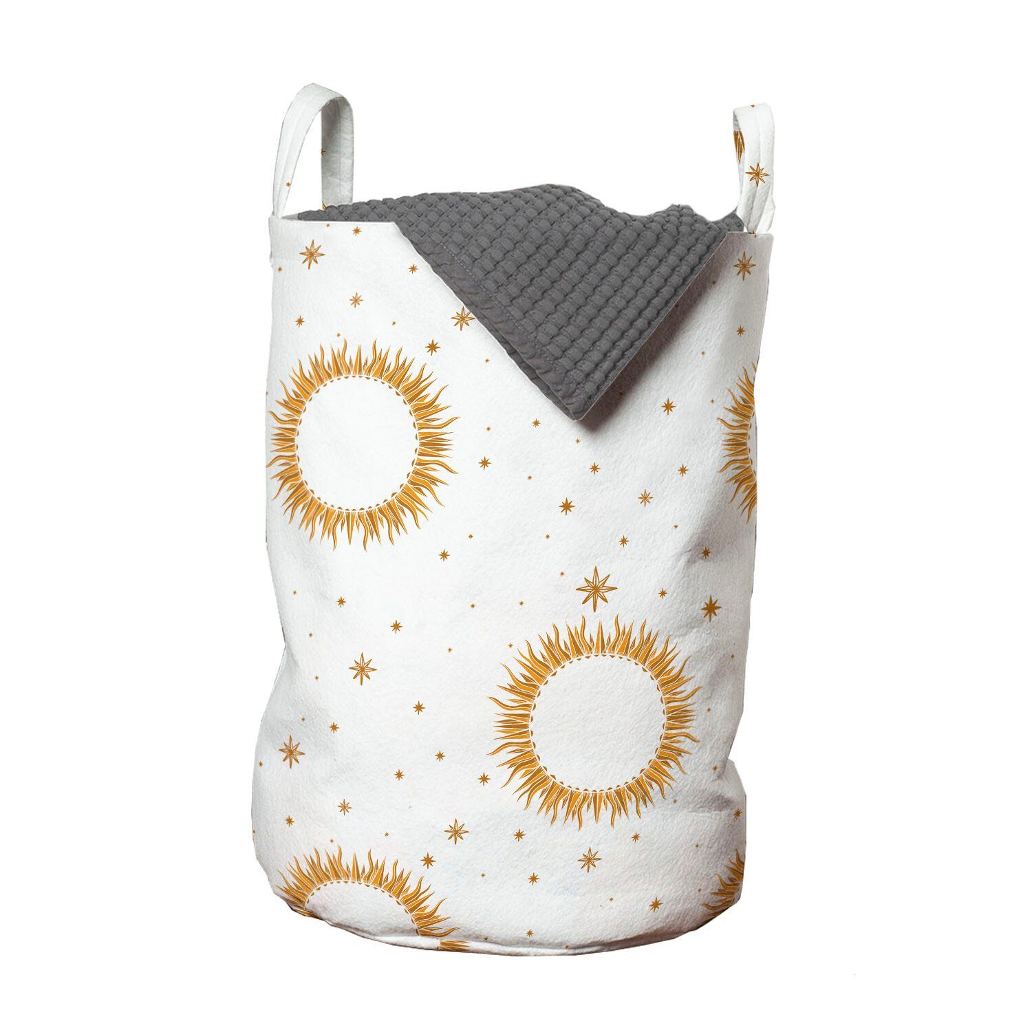 Abakuhaus Wäschesäckchen Wäschekorb mit Griffen and Stars Kordelzugverschluss Celestial Sun Sun für Waschsalons