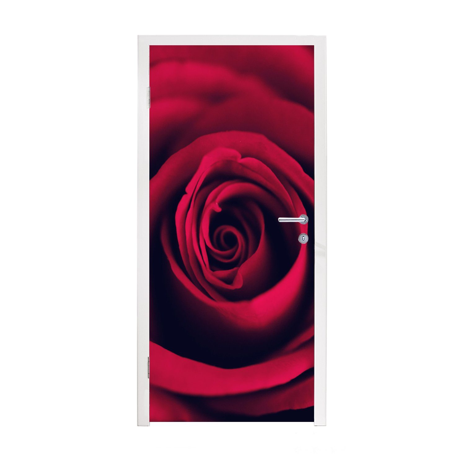 MuchoWow Türtapete Rosen - Rot - Blumen, Matt, bedruckt, (1 St), Fototapete für Tür, Türaufkleber, 75x205 cm