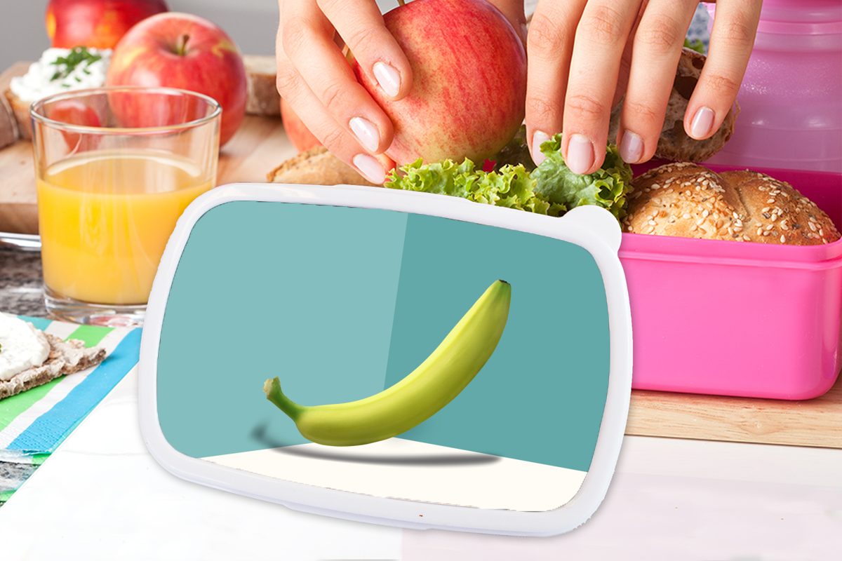 MuchoWow Lunchbox Erwachsene, Gelb Banane Kinder, Brotbox Snackbox, Kunststoff, Obst, Kunststoff Mädchen, - Brotdose für - rosa (2-tlg)