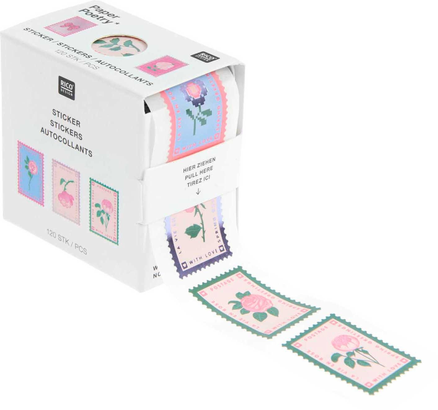 Rico Design Aufkleber Stickerrolle "Briefmarken", 120 Stück