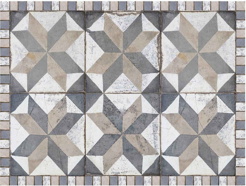 Platzset, Matteo, Tiles used style blue-beige, Contento, (Set, 4-St), für innen und außen geeignet, wasserabweisend
