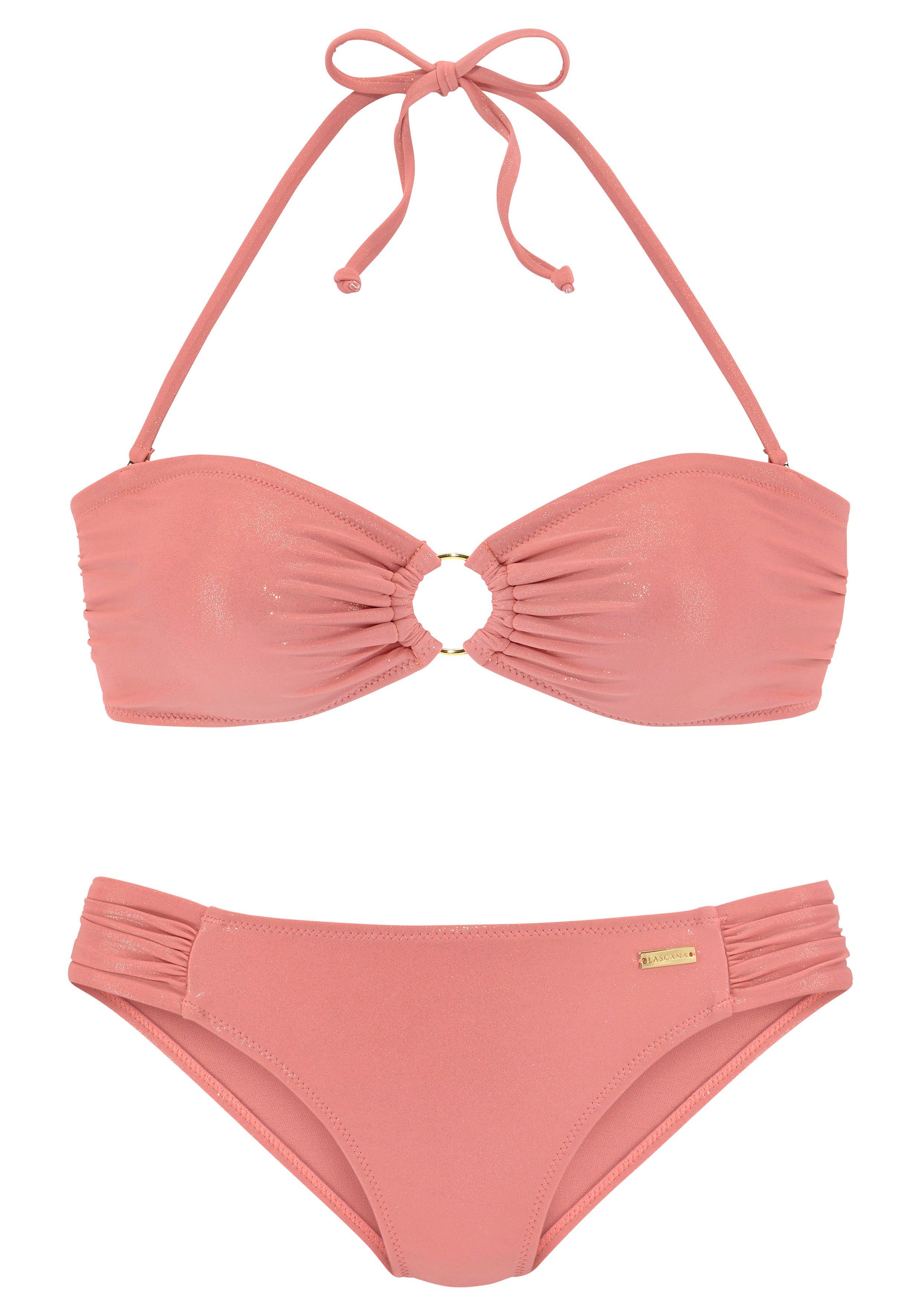 LASCANA Bandeau-Bikini mit goldfarbener Glanzbeschichtung günstig online kaufen