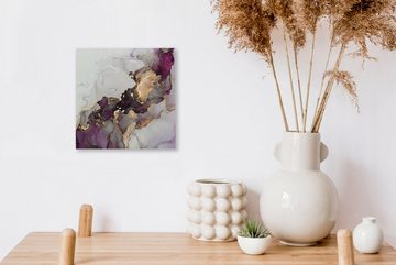 OneMillionCanvasses® Leinwandbild Marmor - Abstrakt - Gold - Lila, (1 St), Leinwand Bilder für Wohnzimmer Schlafzimmer