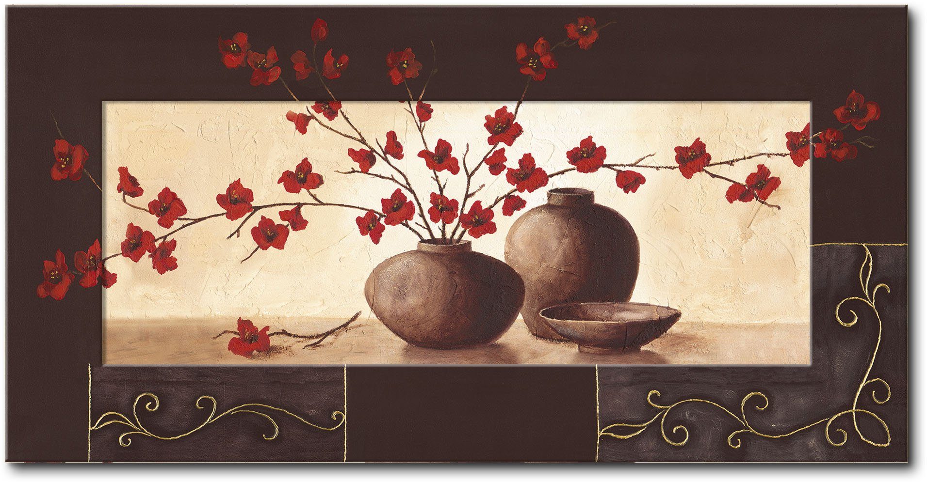 Wandbild St) Vasen & mit (1 II, Töpfe roten Stillleben Artland Blüten