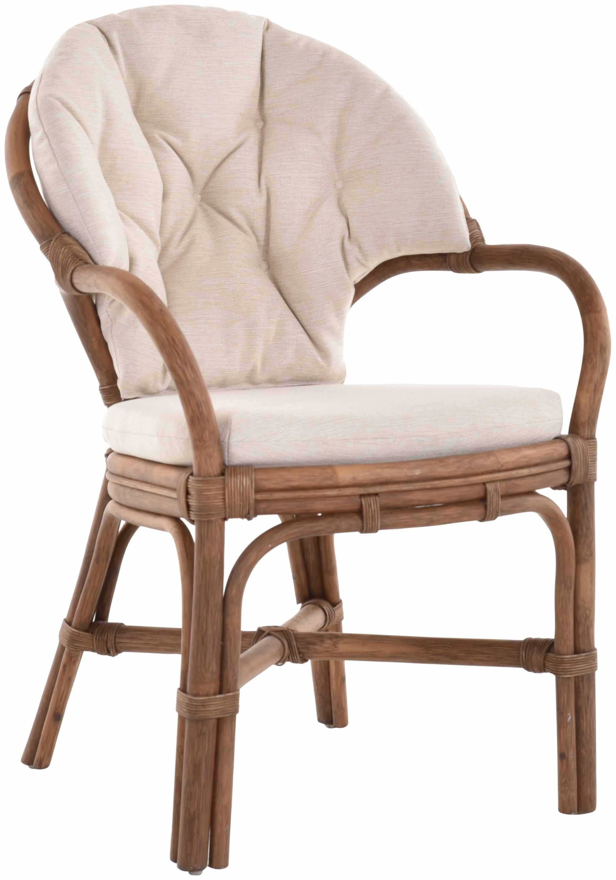 Krines Home Armlehnstuhl Klassischer Korbsessel Rattansessel Korb-Stuhl aus Natur-Rattan, gestäbt