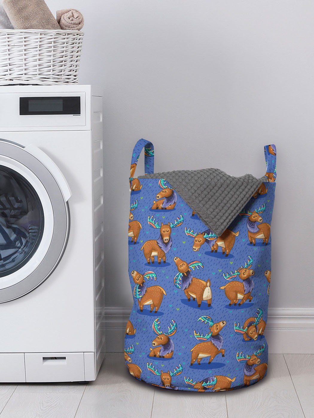 Abakuhaus Griffen Kordelzugverschluss Wäschesäckchen Elch für Wäschekorb Waschsalons, Lustige Cartoon-Maskottchen mit