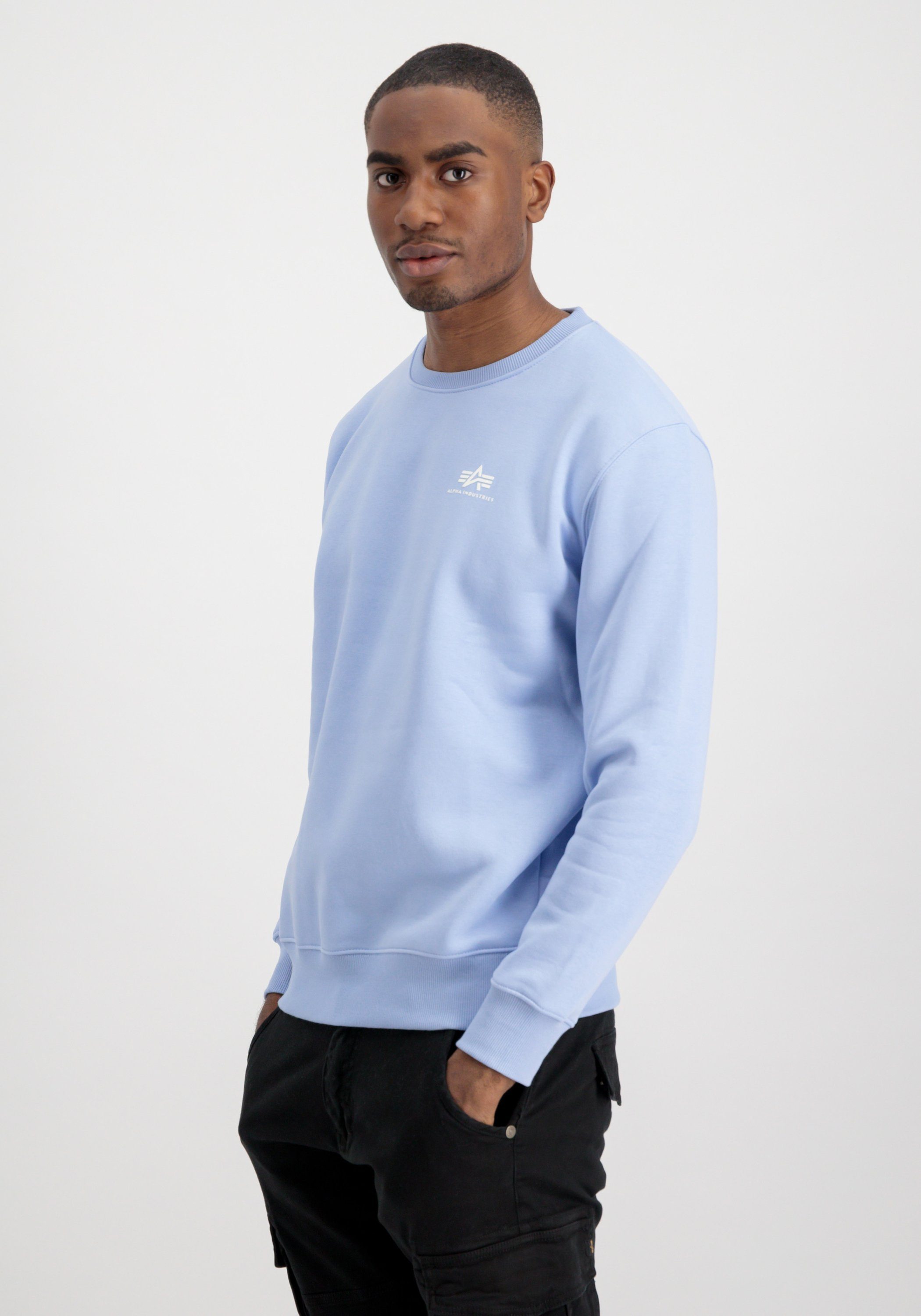 Men Alpha Industries Small Sweater light Sweatshirts Logo Industries Sweater - Basic blue Alpha