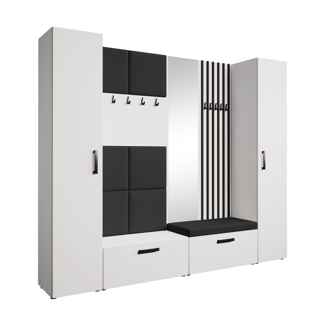 Beautysofa Garderobenschrank mit gepolsterten Paneelen und Spiegel MARGARET günstig online kaufen