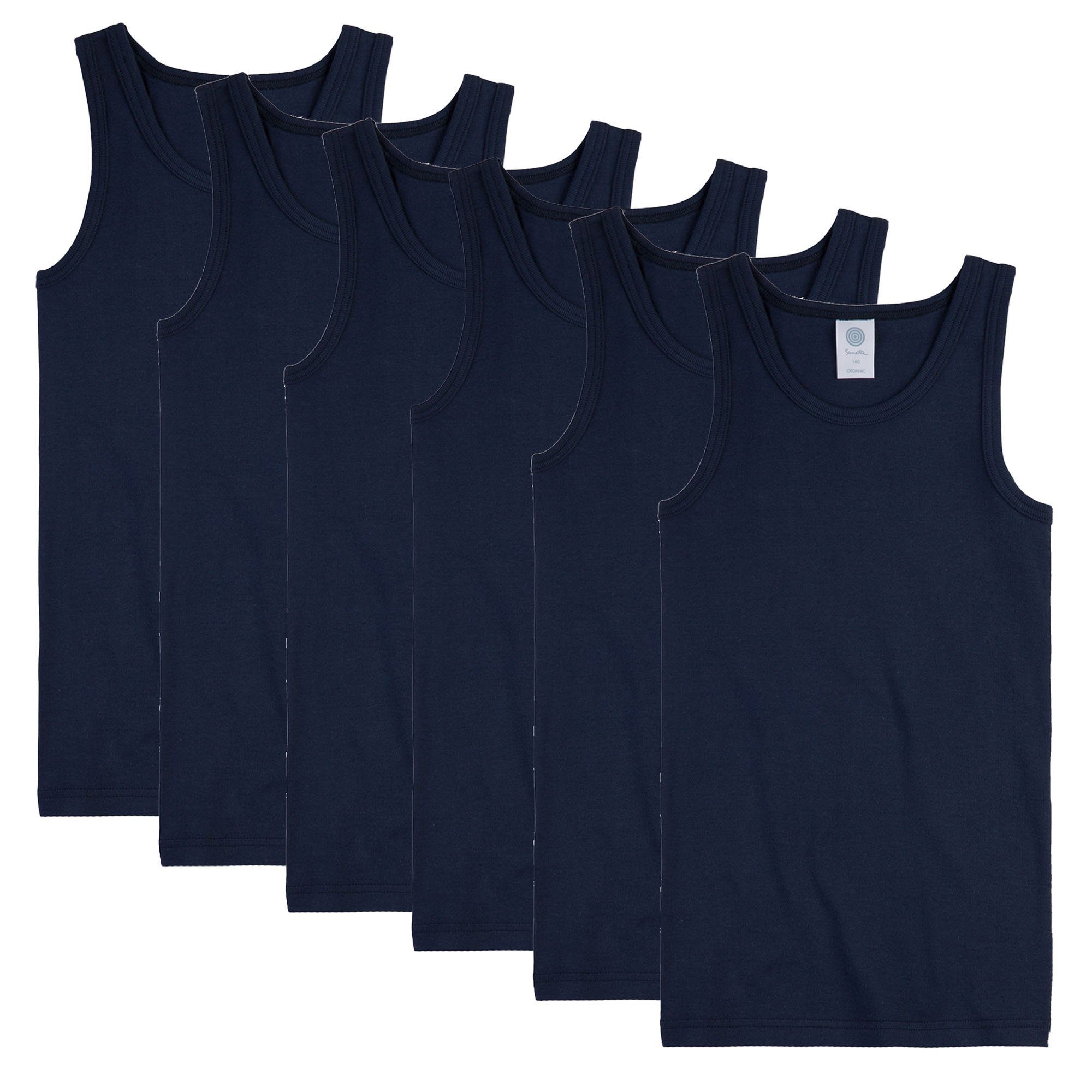 Unterhemd Blau Arme, 6er Unterhemd Pack Tank Sanetta Jungen ohne - Shirt