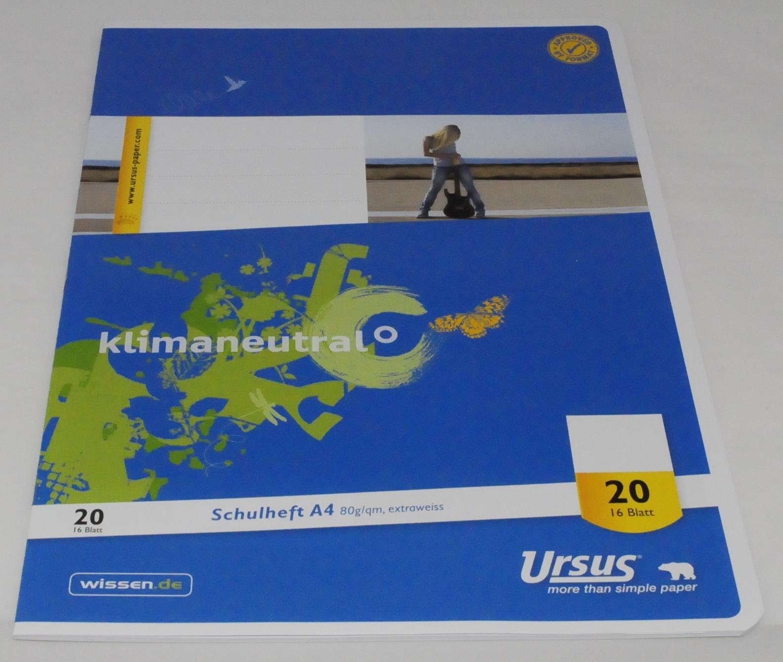 URSUS Schulheft 10 Schulhefte URSUS Nr. 20 blanko DIN A4 Zeichenheft