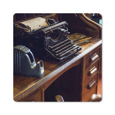 MuchoWow Gaming Mauspad Schreibmaschine - Vintage - Antike (1-St), Gaming, Rutschfester Unterseite, Mausunterlage, 80x80 cm, XXL, Großes