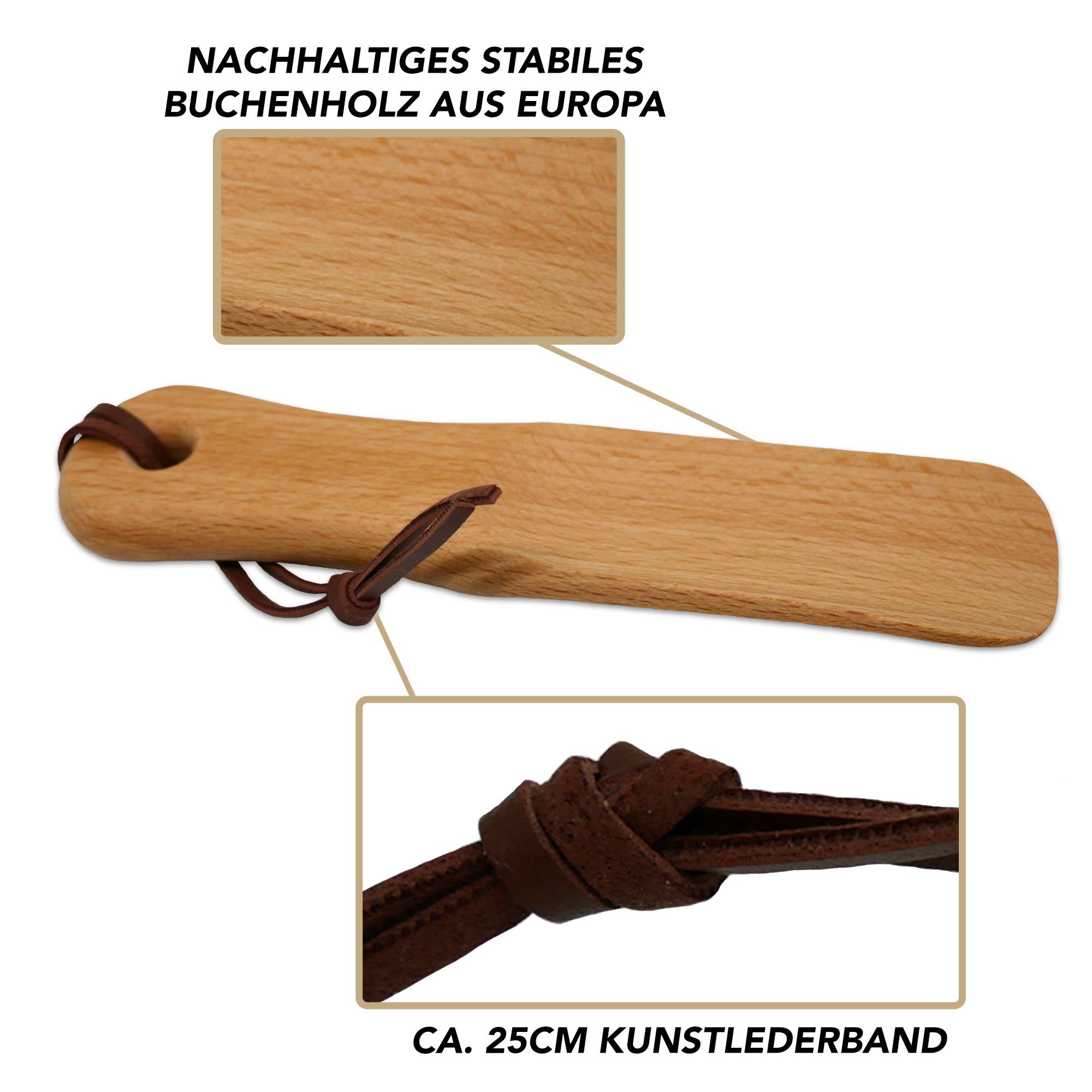 SOHFA Schuhlöffel Schuhlöffel Lang 63cm Buchenholz Extra Stabil (1 Stück, 1-tlg., für Kinder, Jugendliche und Erwachsene), Schuhanzieher Holz für Senioren – Bild 3 von 5