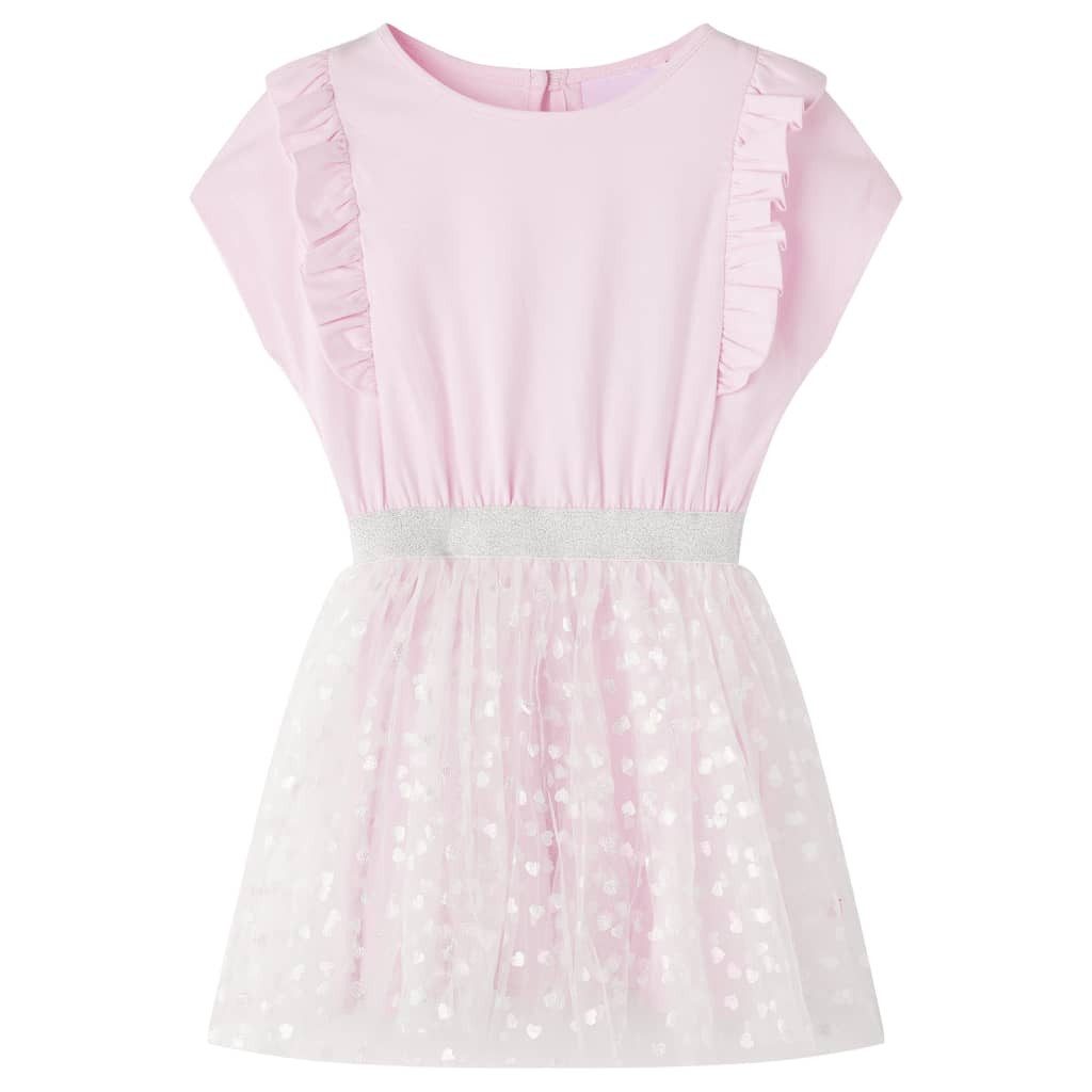 Druckkleid Kinderkleid mit Rüschen Hellrosa 104