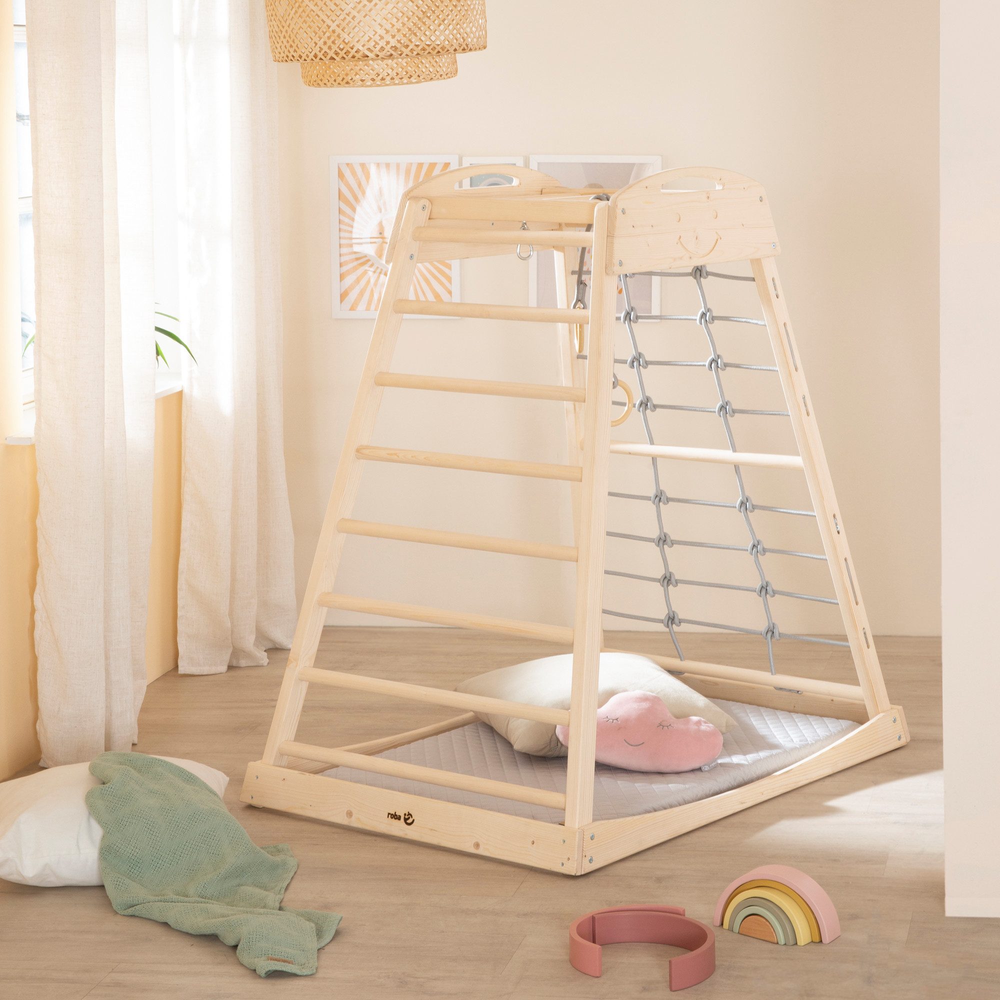 roba® Spielturm aus Holz - Indoor Klettergerüst für Kinder - Kletterturm, M günstig online kaufen
