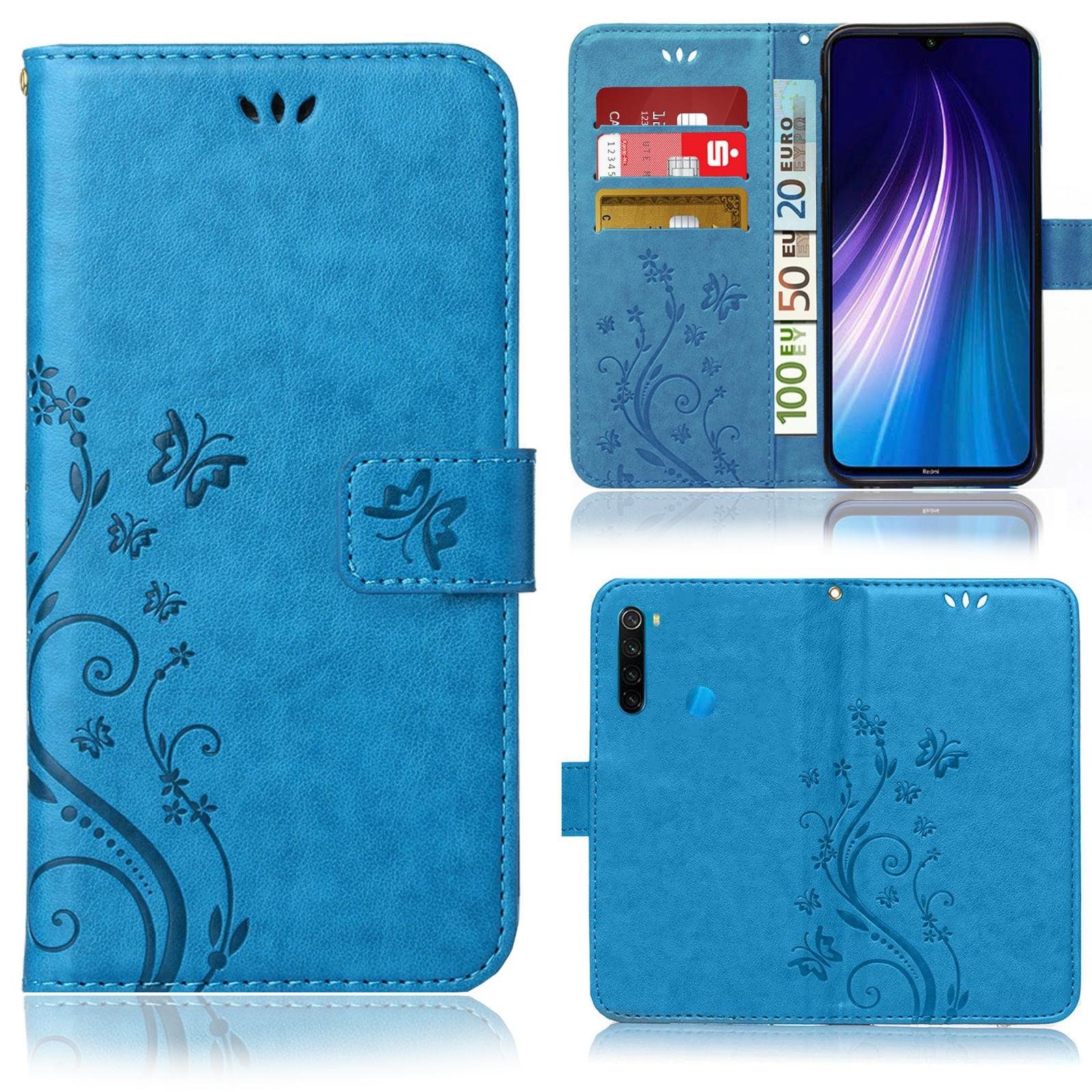 Numerva Handyhülle Bookstyle Flower für Xiaomi Redmi Note 8T, Handy Tasche Schutzhülle Klapphülle Flip Cover mit Blumenmuster