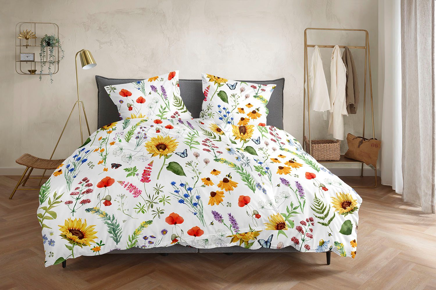 Primera Bettwäsche Renforce-Bettwäsche Flowerbee, Soft-Seersucker, 2 teilig