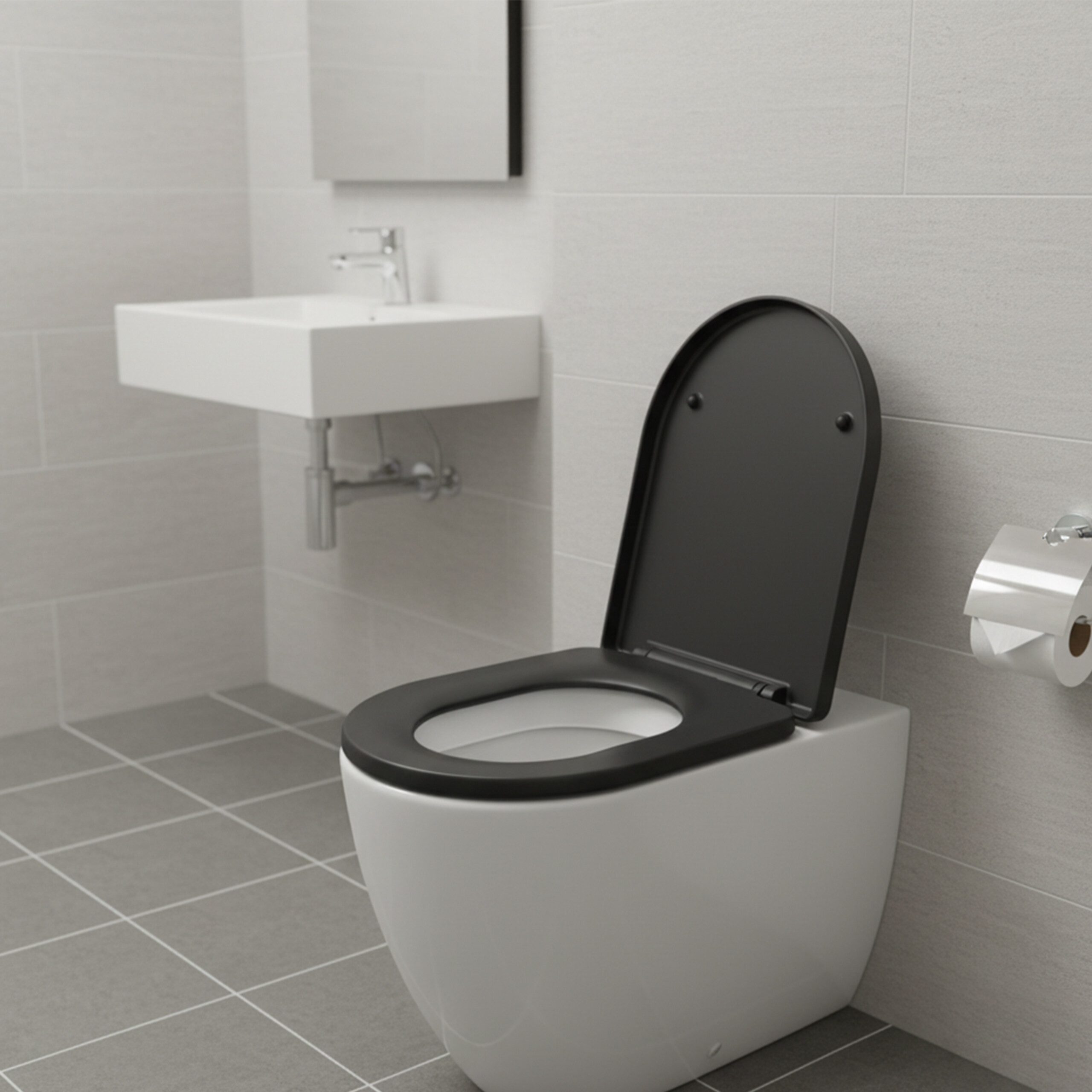 relaxdays WC-Sitz Toilettendeckel mit Absenkautomatik, Anthrazit günstig online kaufen