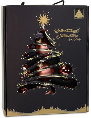 RIFFELMACHER & WEINBERGER Weihnachtsbaumkugel Glas Christbaumkugeln im Koffer (24 Stück) Ø 6 cm - Matt und Glänzend