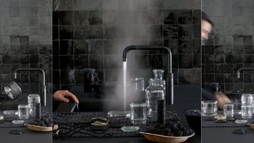 QUOOKER Küchenarmatur QUOOKER FUSION SQUARE COMBI B Schwarz 100°C Armatur (22FSBLK) (2-St) Spültischmischer mit 100°C Kochendwasserfunktion