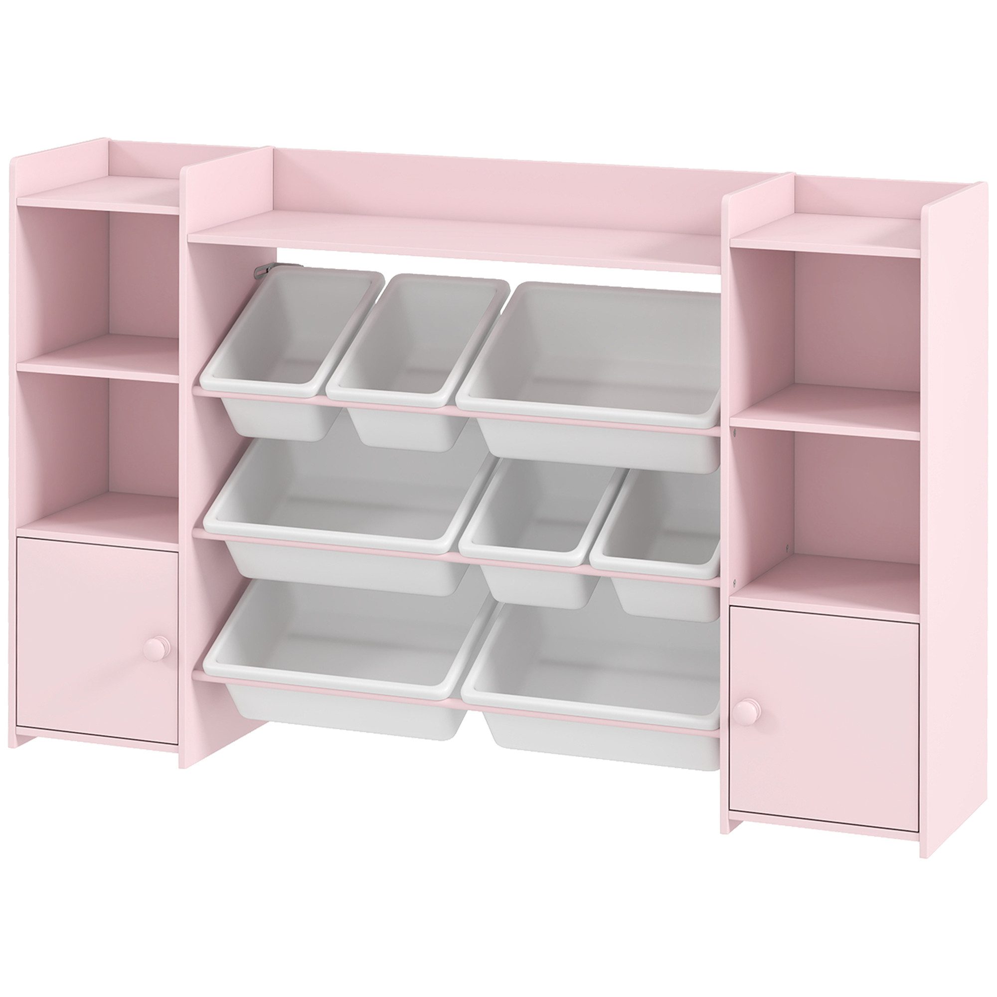 REDOM Kinderregal Kinder Aufbewahrungsregal Spielzeugregal Bücherregal 8 Boxen Rosa, Spielzeug- und Bücherregal für übersichtliches Aufräumen im Kinderzimmer 1-tlg., Regal mit 8 Aufbewahrungsboxen für Kinderzimmer Ordnung