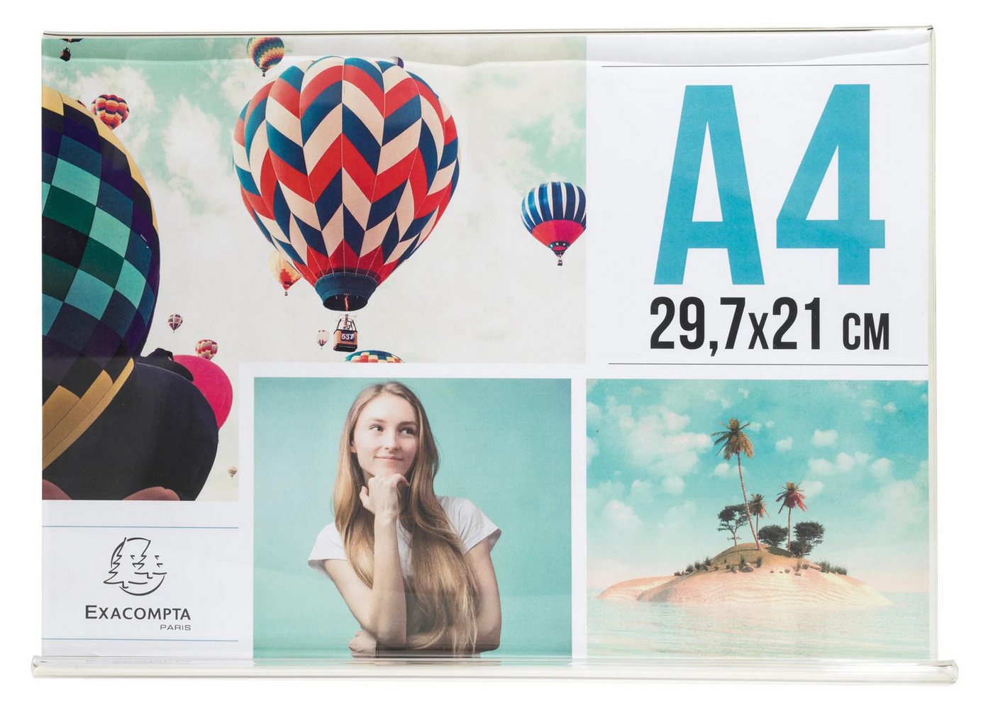 Thumbnail - EXACOMPTA Aufbewahrungsbox 10x Tischaufsteller A4, horizontal, 302x60x210 mm - Kristall - 84159D, Tischständer