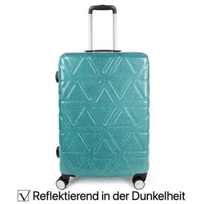 NEWCOM Hartschalen-Trolley Reisekoffer mit TSA Schloss Reflektorstoff Glanz Glitzer, 4 Rollen, Geräuschlose 360° Doppelrollen, 24 Zoll, Ultraleicht, ABS+PC, Grün