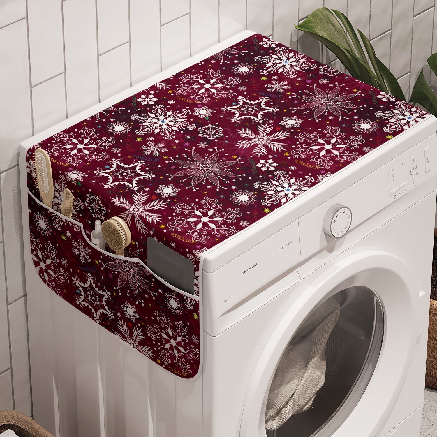 Trockner, Badorganizer Abakuhaus für und Schneeflocke Anti-Rutsch-Stoffabdeckung Weihnachten Waschmaschine