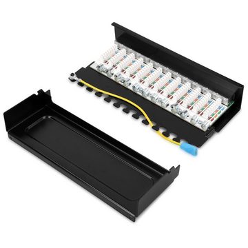 kwmobile 12 Port Patchpanel Cat6 Verteiler, Patchfeld mit Erdungskabel Netzwerk-Adapter, 21,20 cm