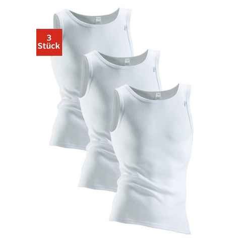 Clipper Exclusive Unterhemd (3-St) mit Komfortschnitt, hinten etwas länger - in Doppelripp, Tanktop