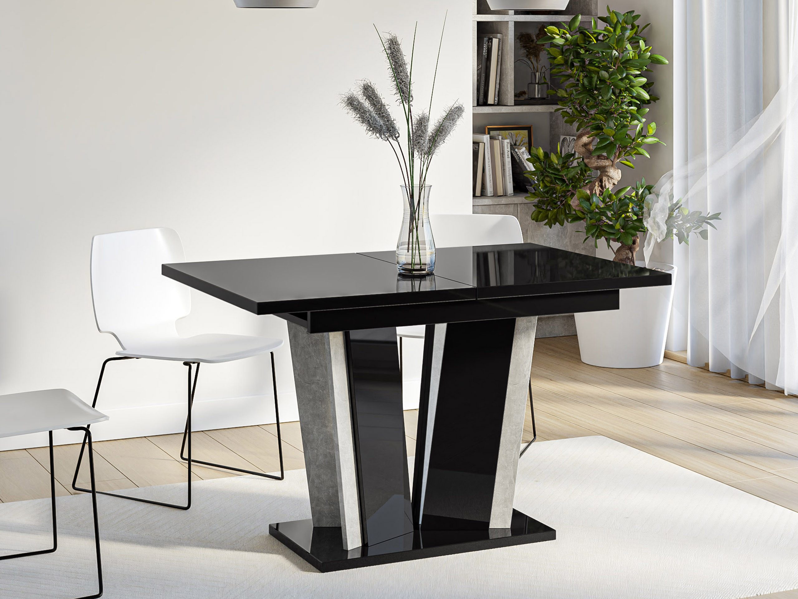 MIRJAN24 Esstisch Doha II (Ausziehbar - 1x Einlegeplatte), Rechteck, 120-160x80x75 cm