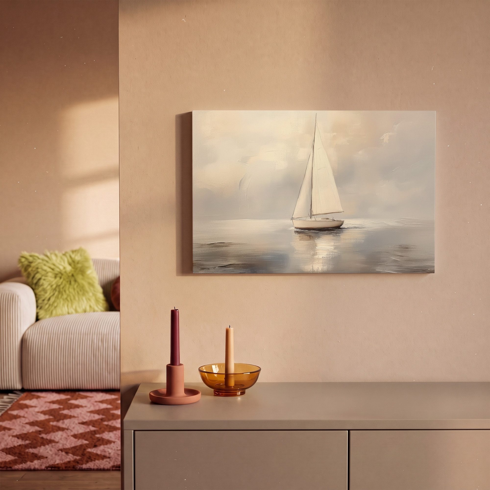 OneMillionCanvasses® Leinwandbild Segelschiff - Meer - Bewölkt, Fotodruck (1 St), Leinwand Bilder Klein, Wand Dekoration Aesthetic 30x20 cm – Bild 2 von 5