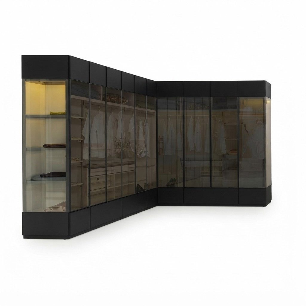 Xlmoebel Eckkleiderschrank Beiger Eckschrank aus Holz für elegantes Schlafzimmerdesign (1-St., Eckkleiderschrank) Hergestellt in Europa