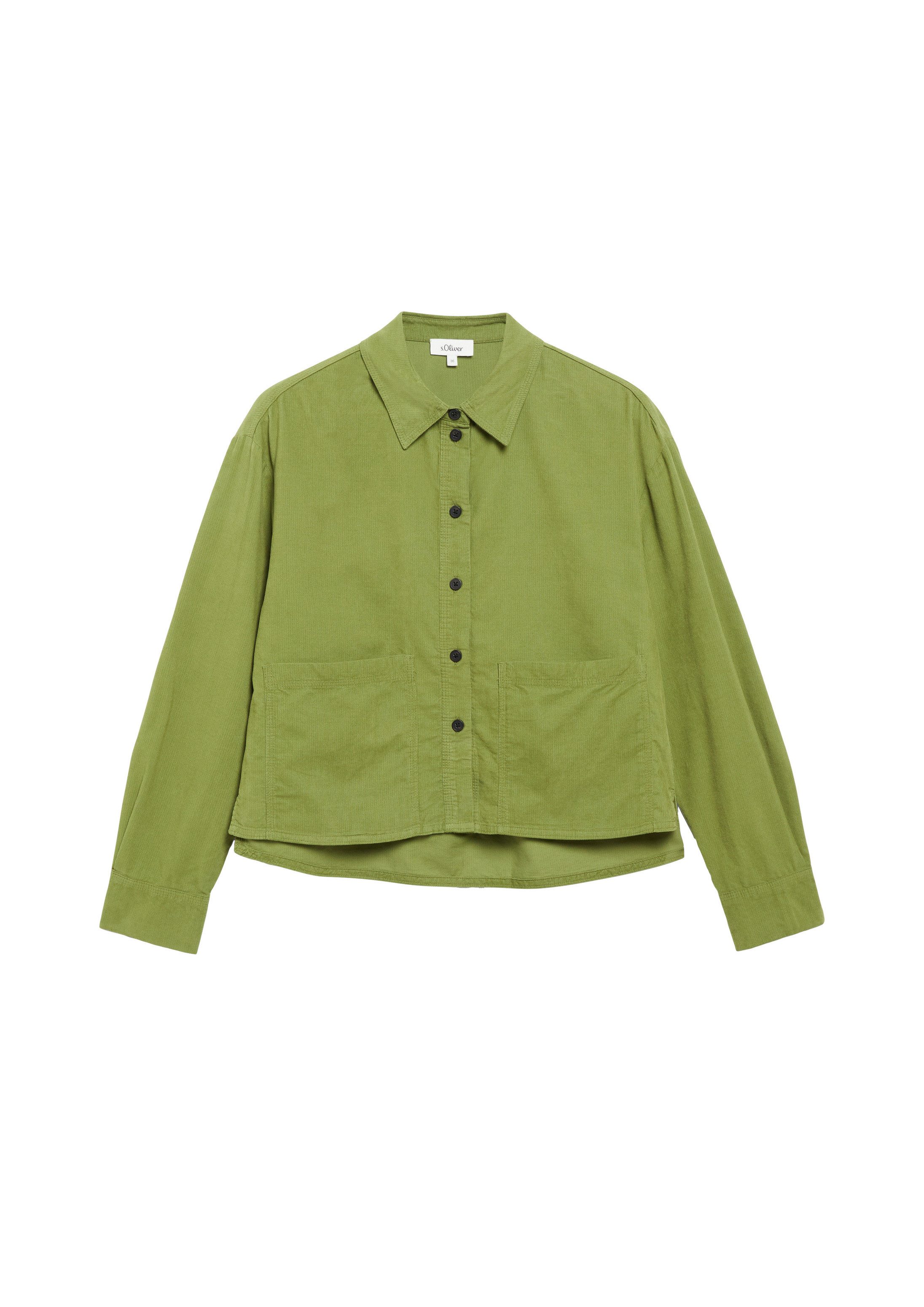 s.Oliver Langarmhemd Bluse Weiche Cordbluse mit aufgesetzten Taschen