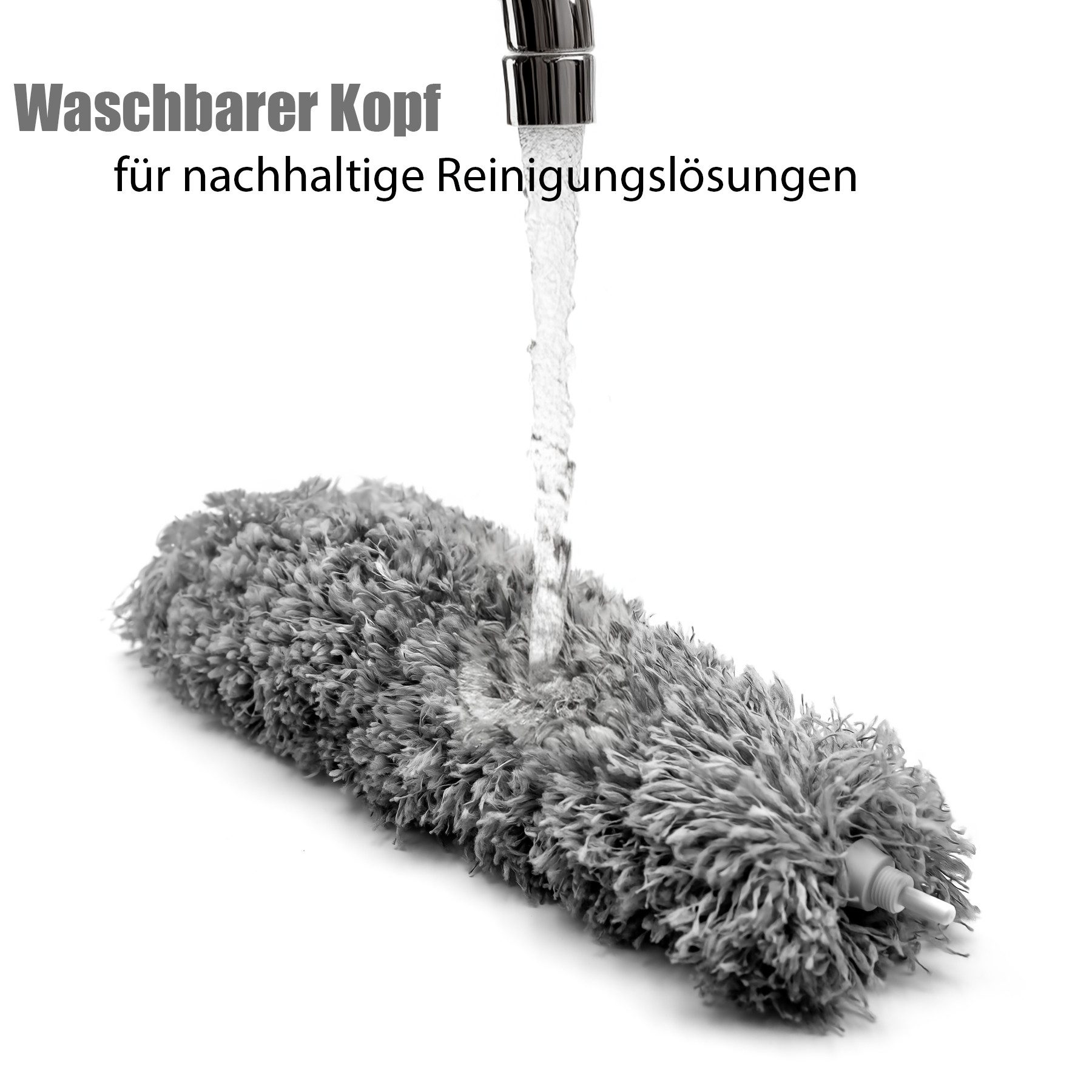 BigDean Staubwedel Teleskop ausziehbar waschbar & effizient gegen Staub & Spinnweben (Packung, 1-St., 1 stk), Teleksopierbar, Waschbar, Mikrofasern, Ergonomisch – Bild 5 von 5