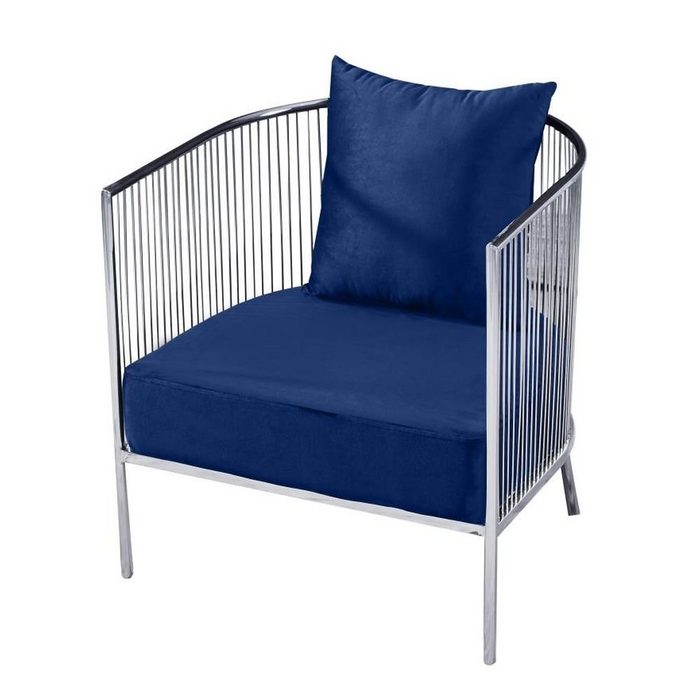 DKD Home Decor Stuhl Sessel DKD Home Decor Polyester Stahl Marineblau 66 x 69 x 70 cm