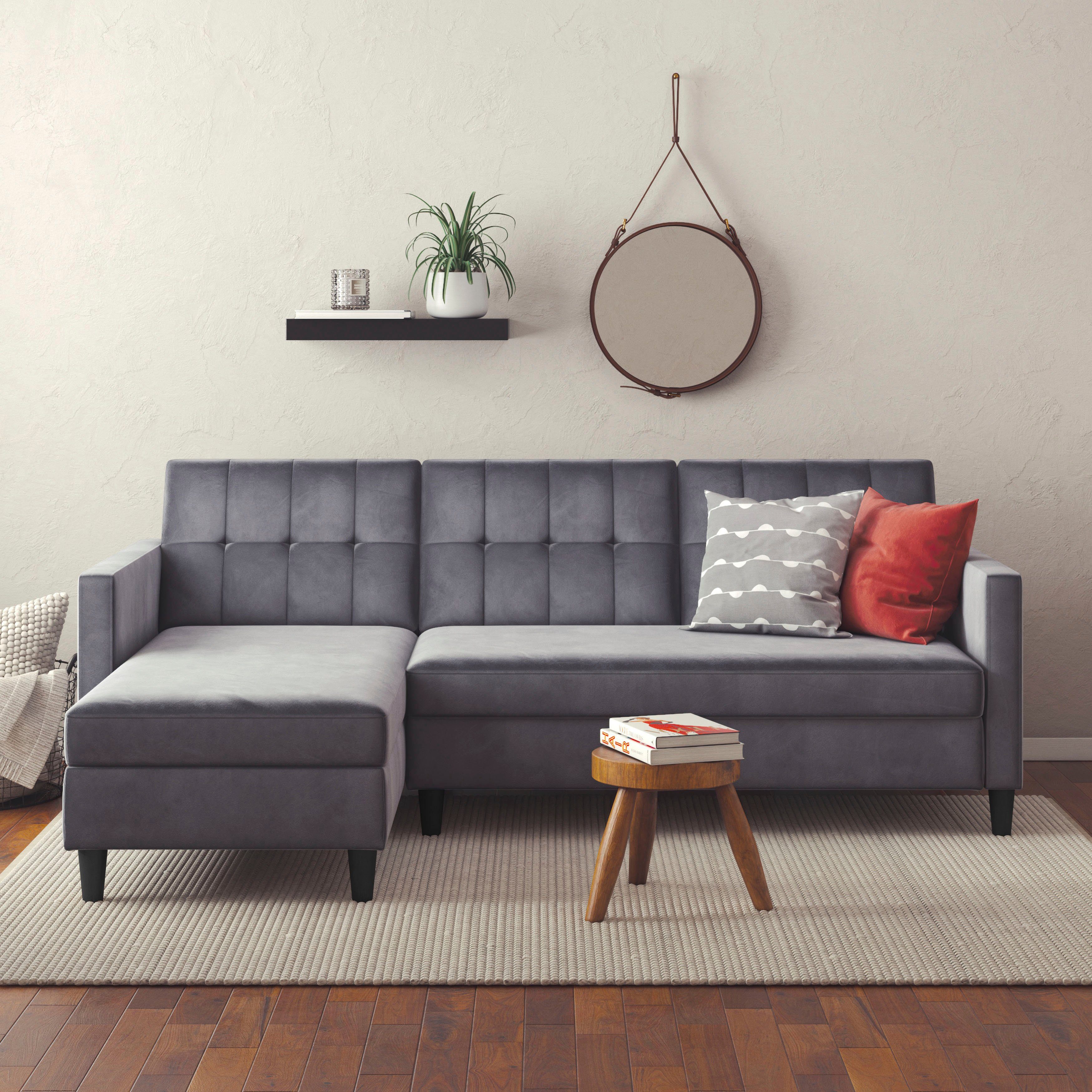 Dorel Home Ecksofa Hartford, mit Bettfunktion und Stauraum, Recamiere beidseitig montierbar