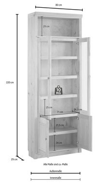 Home affaire Bücherregal Soeren, massiver Kiefer, in 2 Höhen, Tiefe 29 cm, Türen mit Klarglas Einsatz