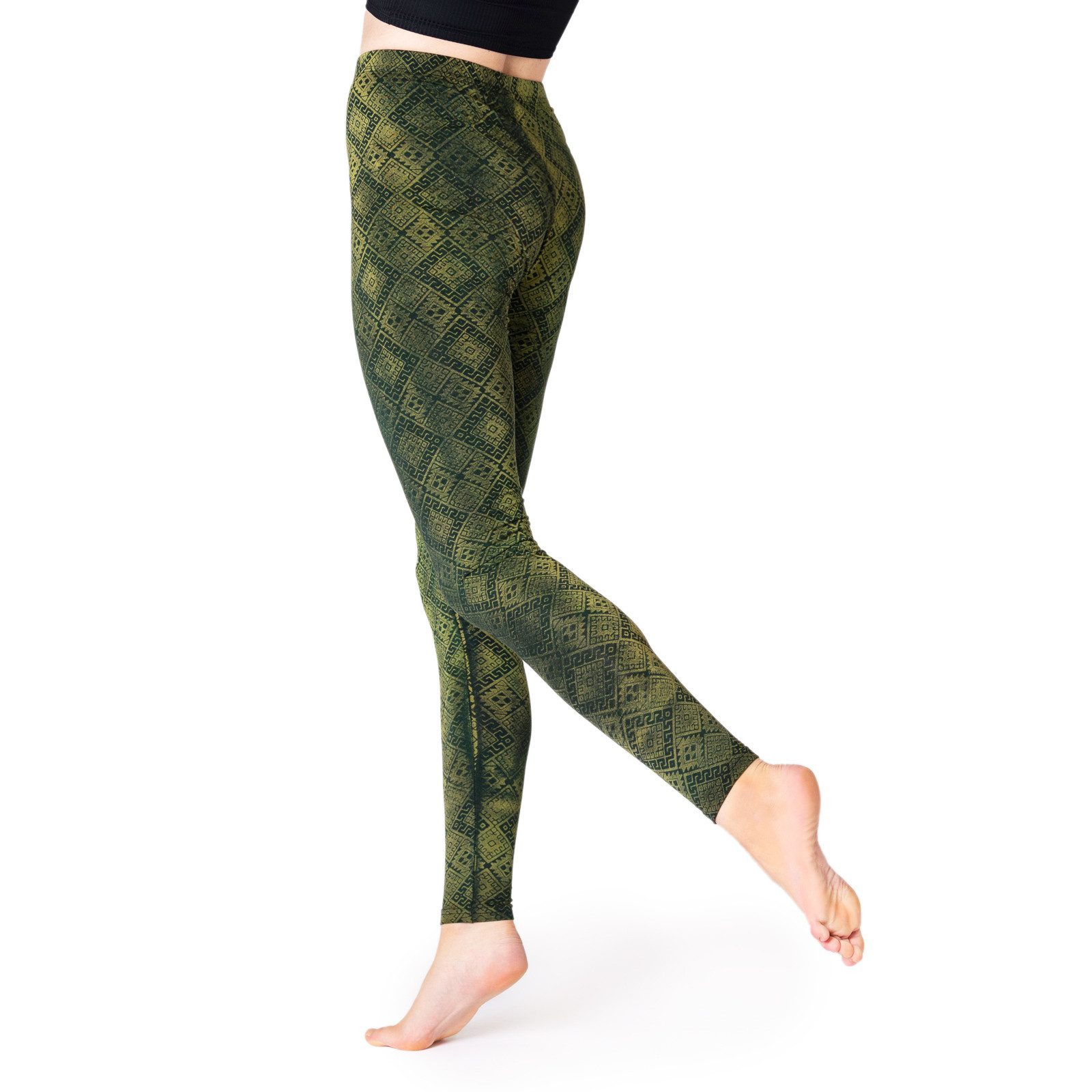 PANASIAM Leggings Unikat Batik Leggings mit orientalischem Muster Goa Hose handgefertigt aus natürlicher Viskose und elastisch ideal für Yoga Sport Fitness